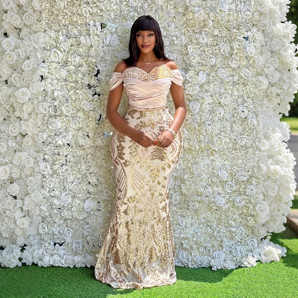 Robe de soirée luxe à une épaule – Velours & Paillettes, Coupe Sirène Maxi
