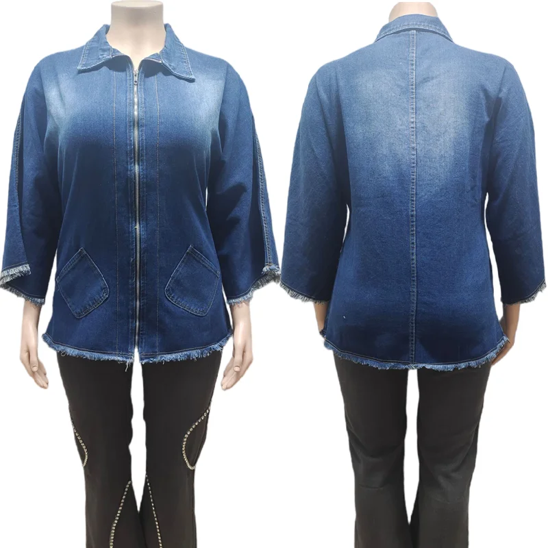 Veste en Jean Femme H9008 – Manches Chauve-Souris, Coupe Ample, Style Vintage Décontracté