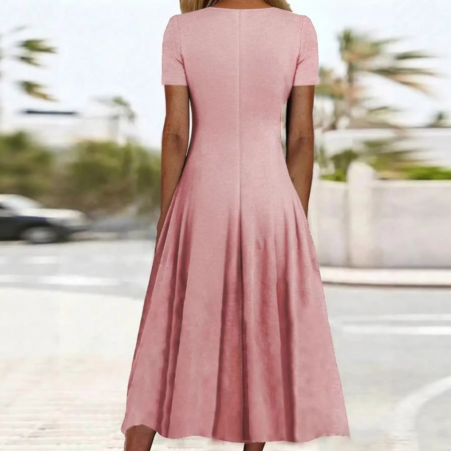 Robe Maxi Grande Taille Femme – Volants Irréguliers & Lacets, Manches Courtes, Style Décontracté Été