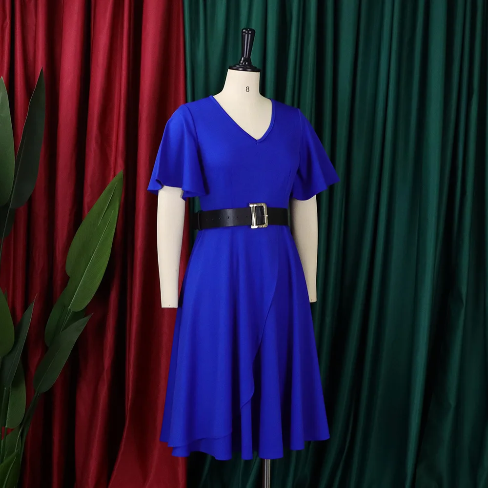 Robe de Bureau Élégante Femme | Coupe Trapèze, Manches Évasées + Ceinture | Style Africain Tendance
