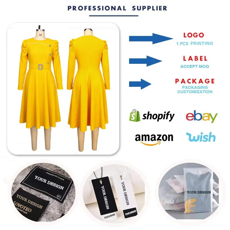 Robe Midi Manches Bouffantes Femme | Coupe A-Line Taille Haute | Élégante & Décontractée