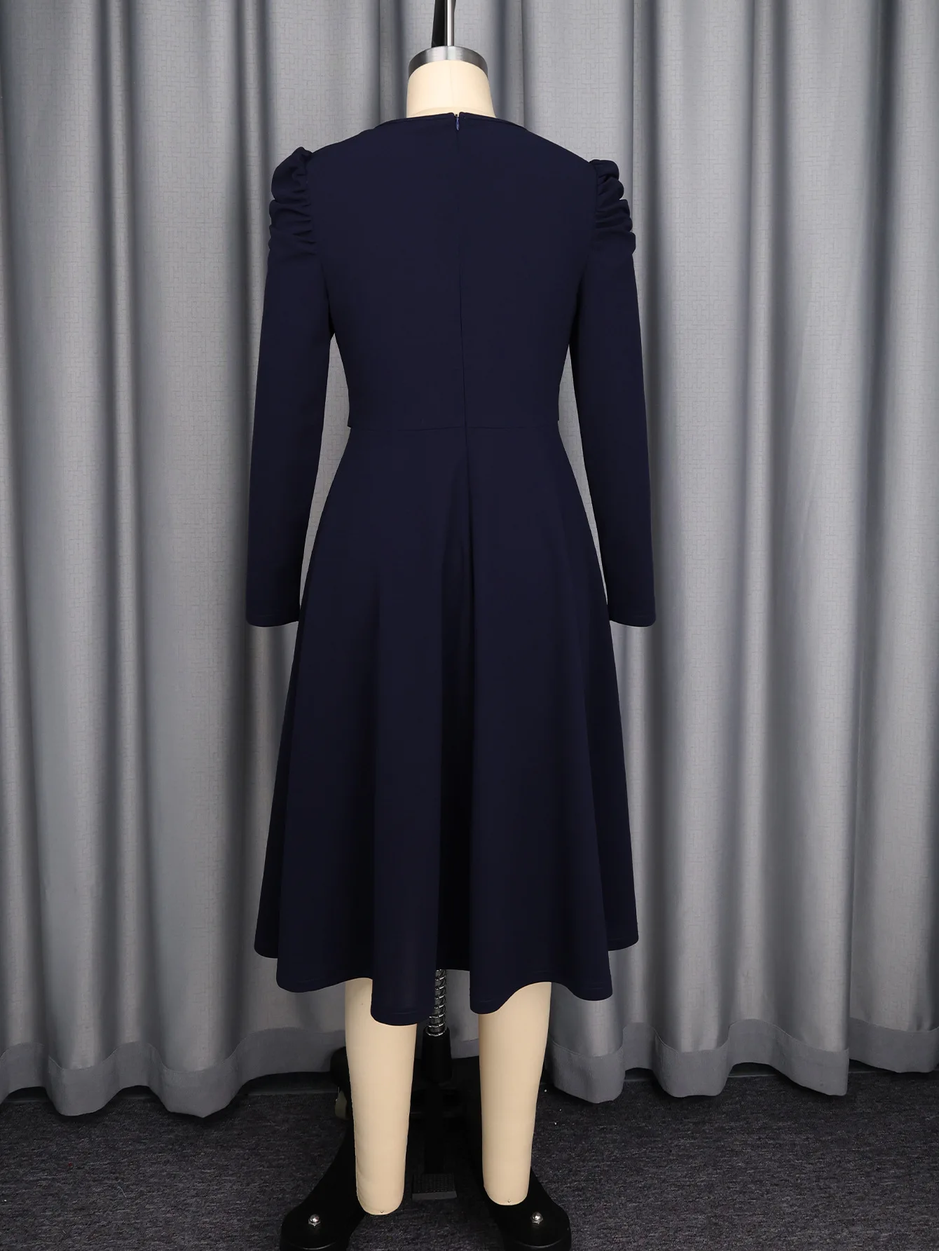 Robe Midi Manches Bouffantes Femme | Coupe A-Line Taille Haute | Élégante & Décontractée