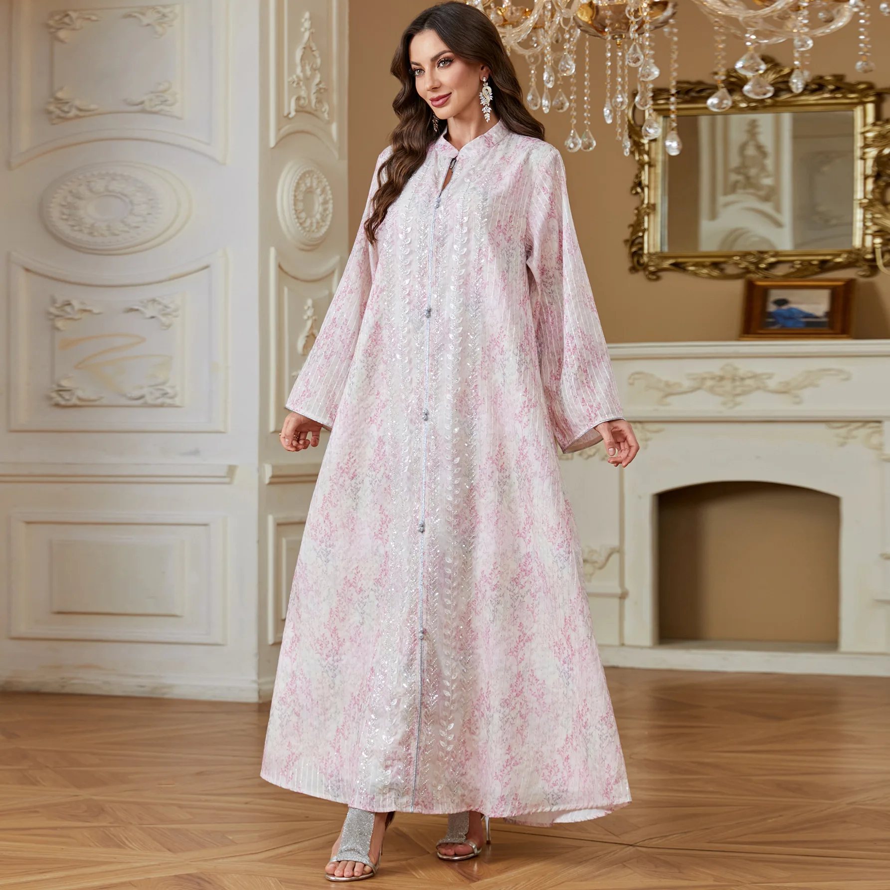 Abaya Brodée Paillettes MQ277 – Robe Islamique Maxi Femme | Dubaï Style
