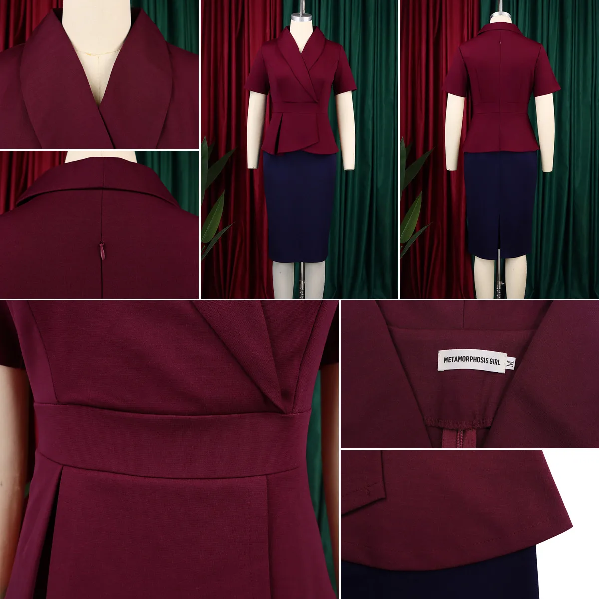 Robe d'été élégante col V color block à volants – Style bureau chic pour femme