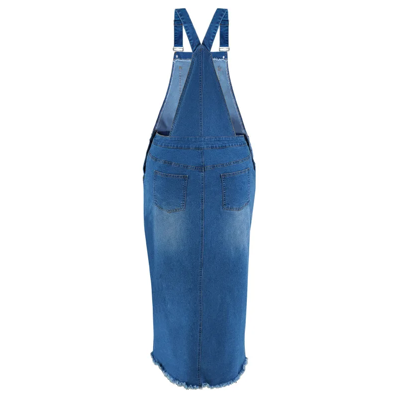 Robe en jean grande taille à bretelles – Style slim maxi décontracté pour femme