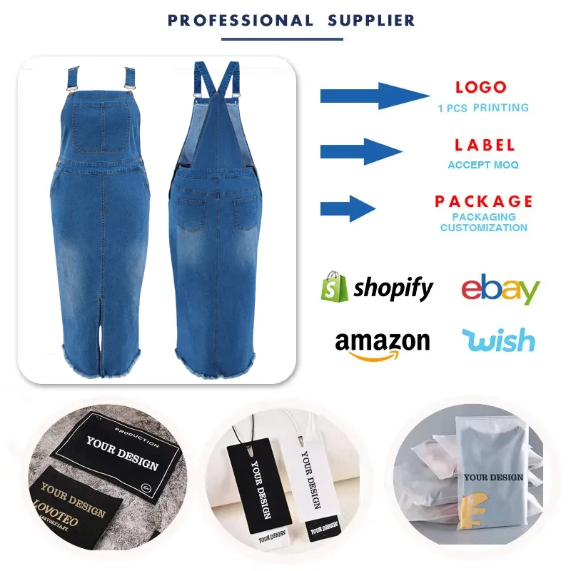 Robe en jean grande taille à bretelles – Style slim maxi décontracté pour femme