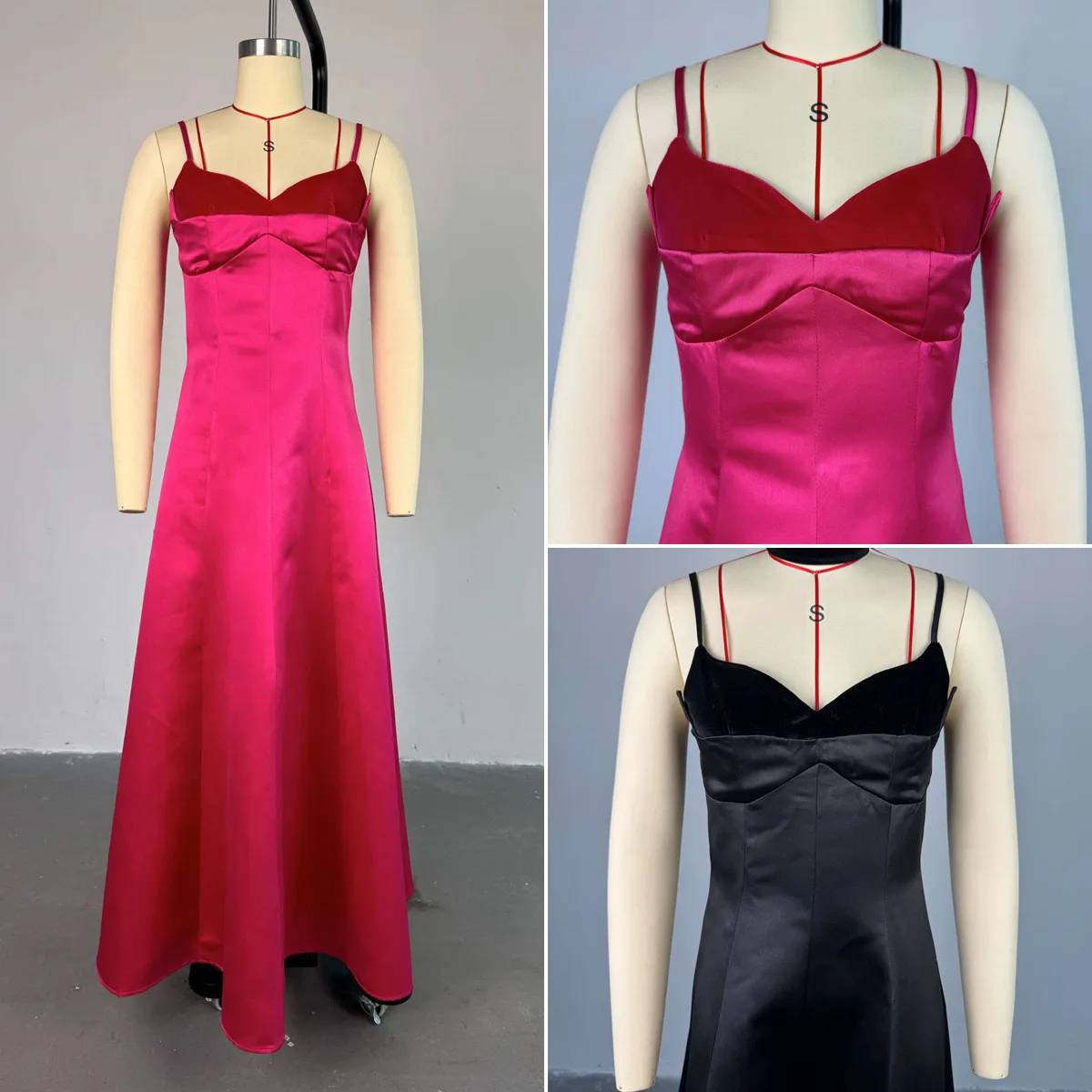 Robe Maxi Élégante à Bretelles Col V – Coupe Ajustée Soirée & Casual HK7842