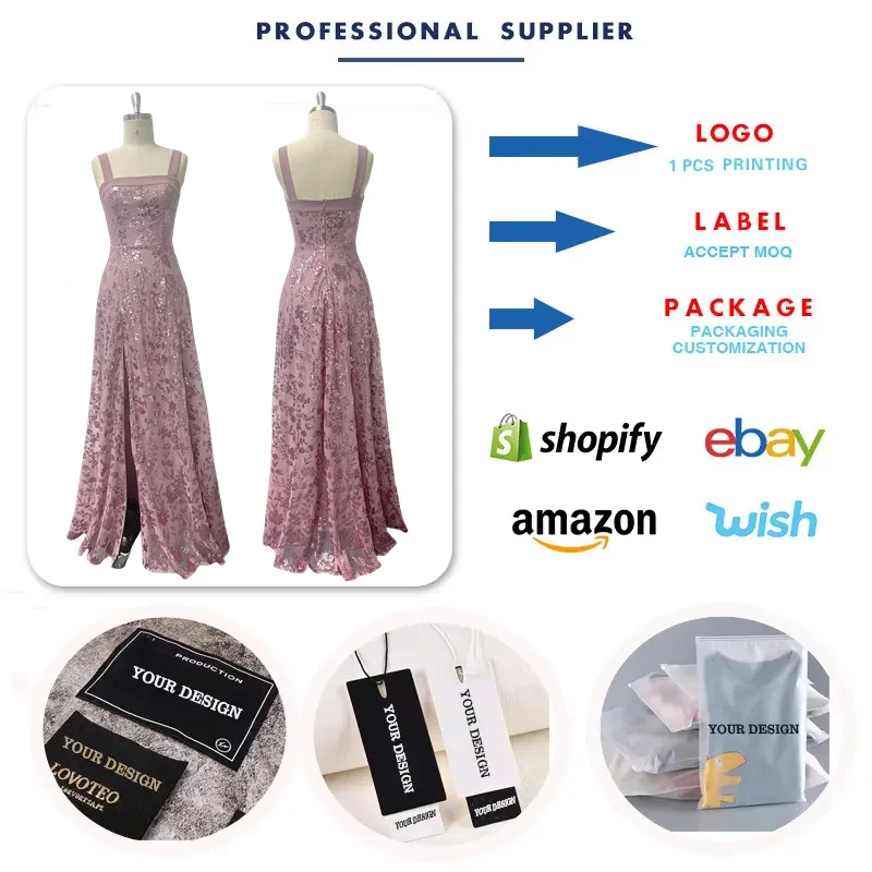 Robe de Soirée Longue à Sequins & Broderie | Col Halter | Fente Latérale | Élégante Maxi