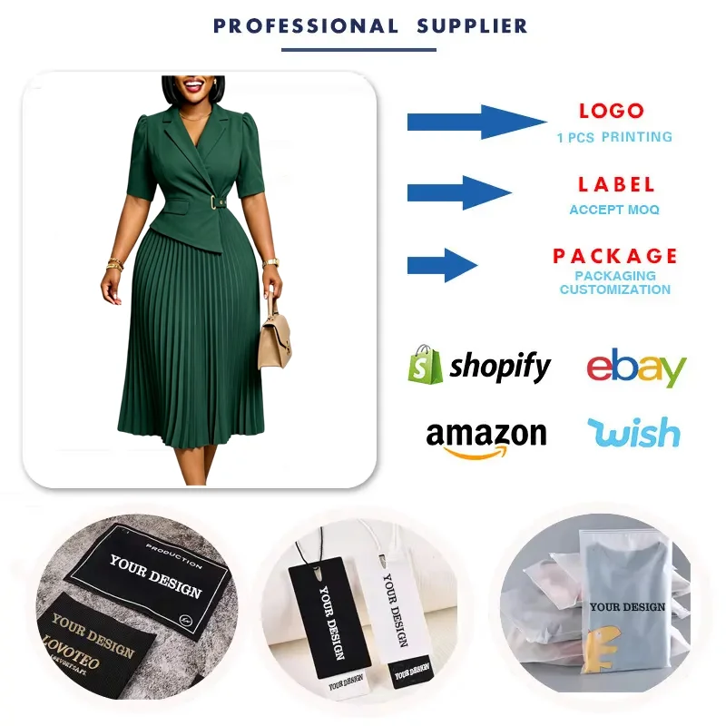 D631 Robe Plissée Col V Taille Haute – Élégante & Professionnelle pour Femme