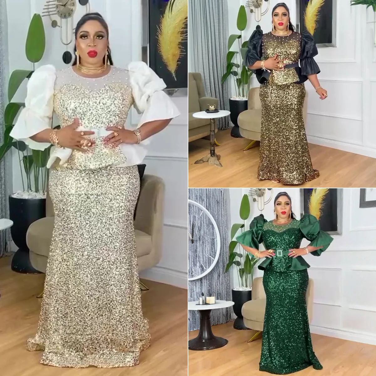 Robe de Soirée Sirène Luxe S10716 – Paillettes, Perles & Ceinture | Toutes Saisons