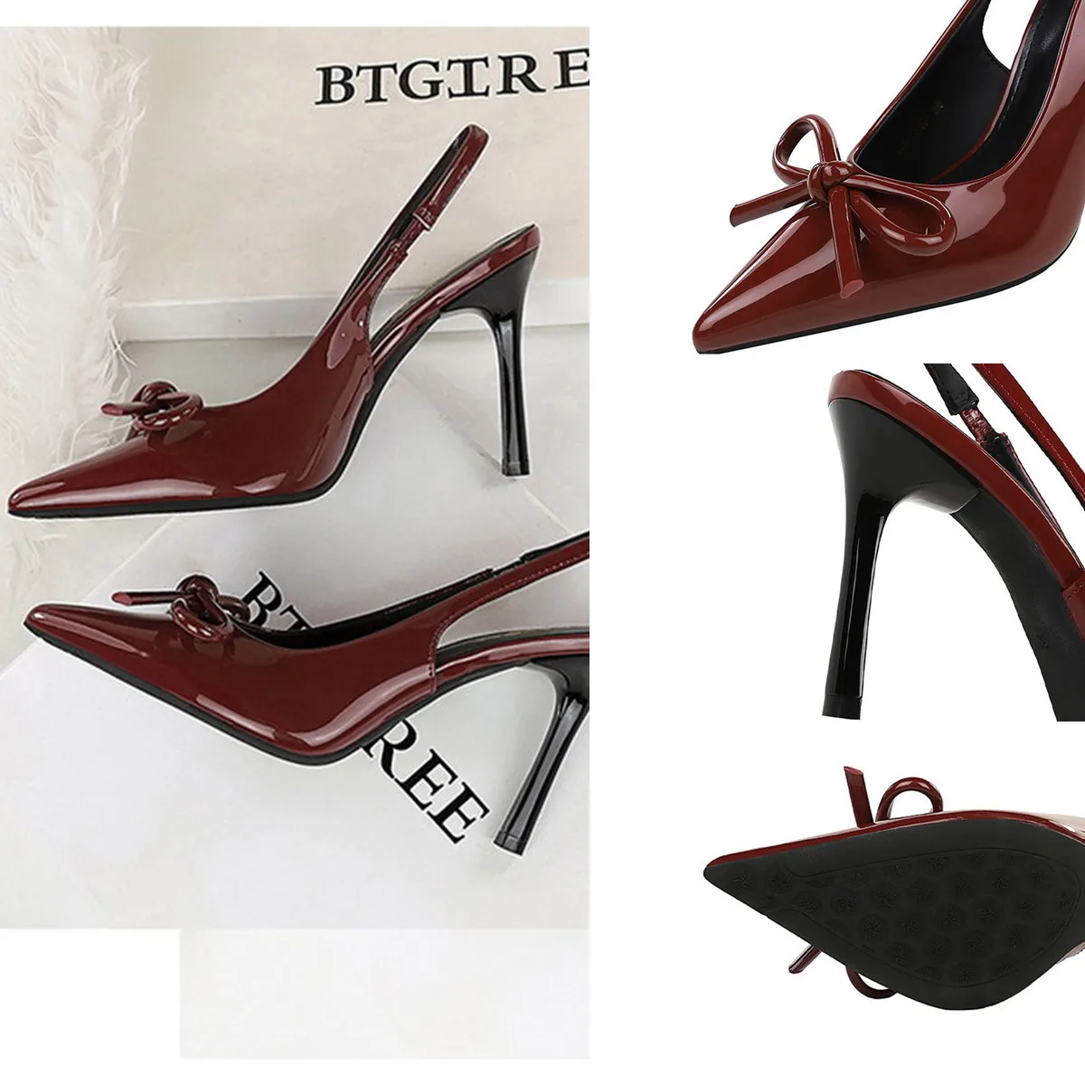 Sandales Stiletto Bout Pointu avec Nœud – Talons Aiguilles Élégants pour Femme