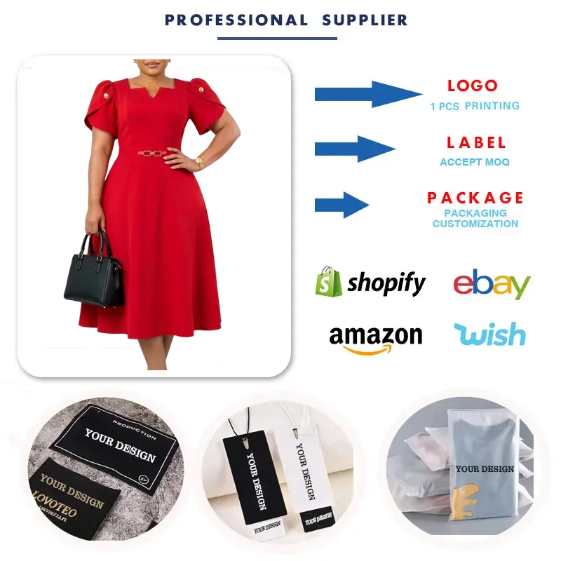 Robe Midi Élégante Col V Asymétrique – Coupe A-Line Taille Haute, Décontractée & Formelle
