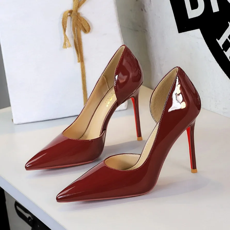 Escarpins à talons aiguilles BIGTREE Y9265 – Cuir verni bout pointu, soirée & mariage
