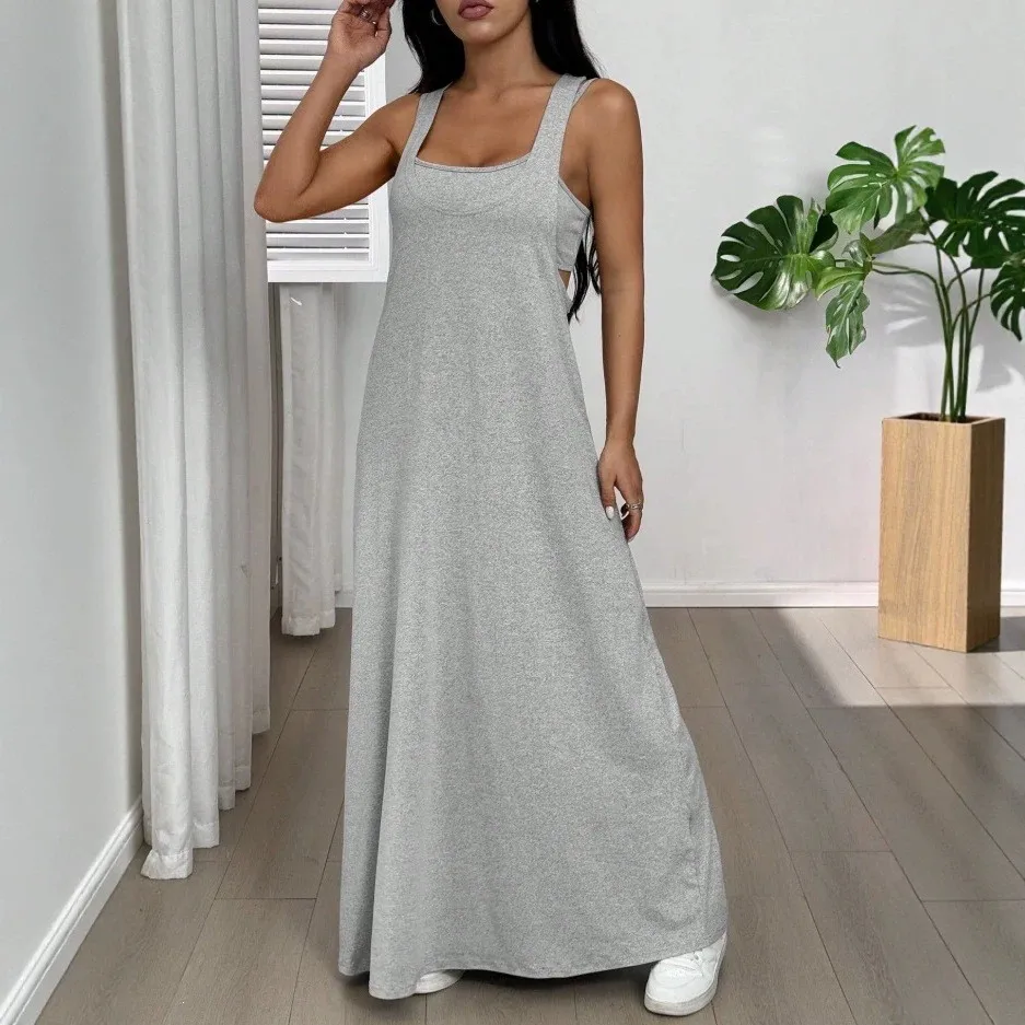 Robe Maxi Femme Col Carré Bretelles Fines – Élégante & Sexy | BYJ262