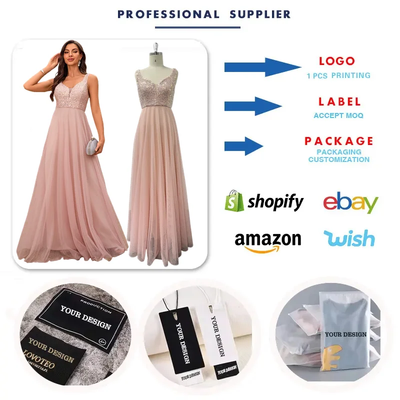 Robe de soirée longue à sequins col en V – Élégante & Glamour TW00156