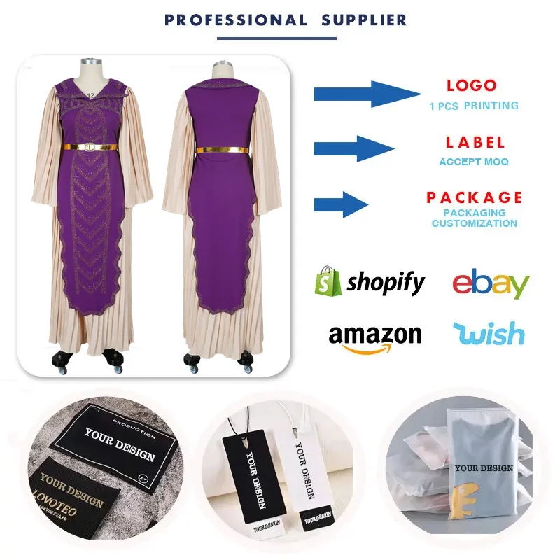 Robe de soirée africaine S10961 – Col V, Strass & Plissé, Maxi Luxe