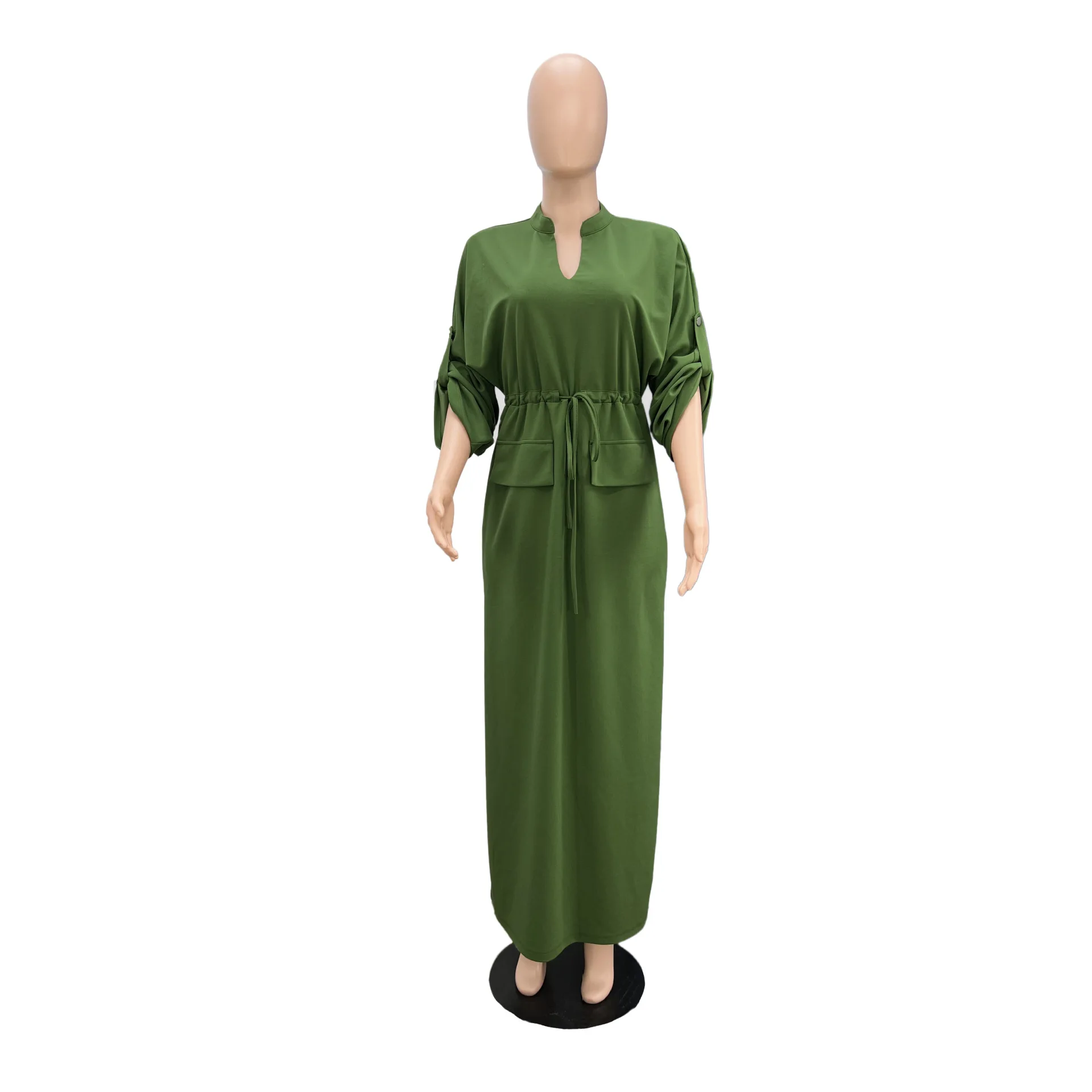 Robe Maxi Femme Col V Fente Latérale – Élégante & Décontractée | Bureau & Casual