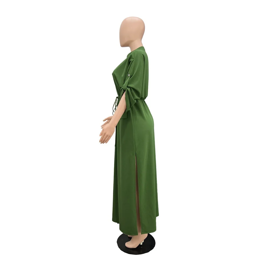 Robe Maxi Femme Col V Fente Latérale – Élégante & Décontractée | Bureau & Casual