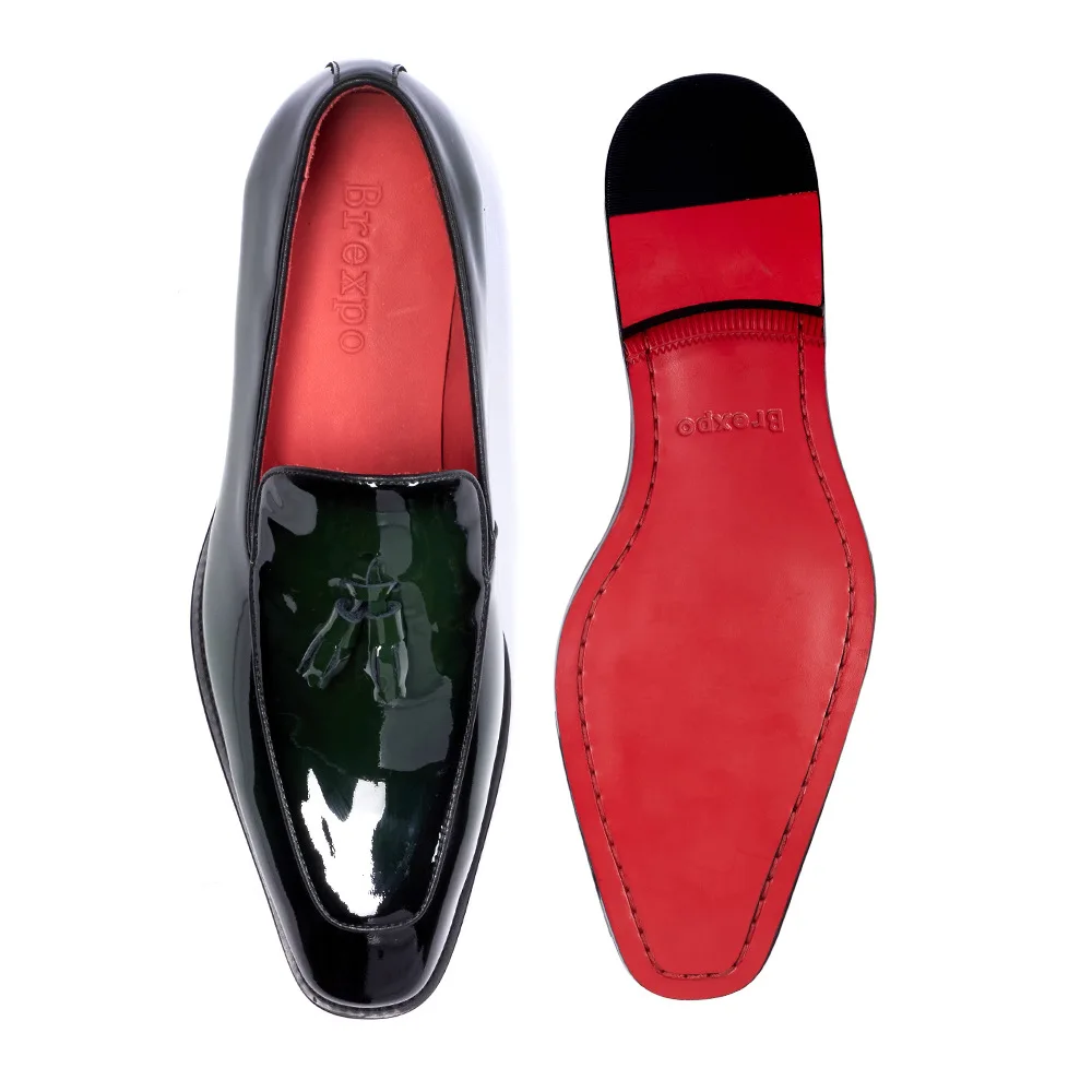 Mocassins homme cuir véritable à pompons – Bout pointu, semelle rouge, fait main | 509-A38