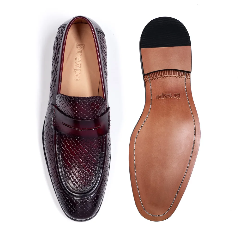 Chaussures homme cuir véritable tressé peint à la main – Modèle 3618-60