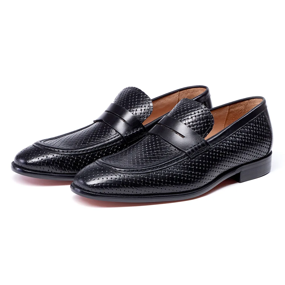 Chaussures homme cuir véritable tressé peint à la main – Modèle 3618-60