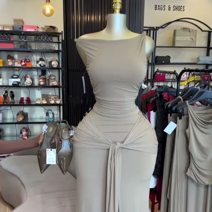 Ensemble 2 pièces femme – Haut sans manches & jupe longue à lacets | Ref HK73892