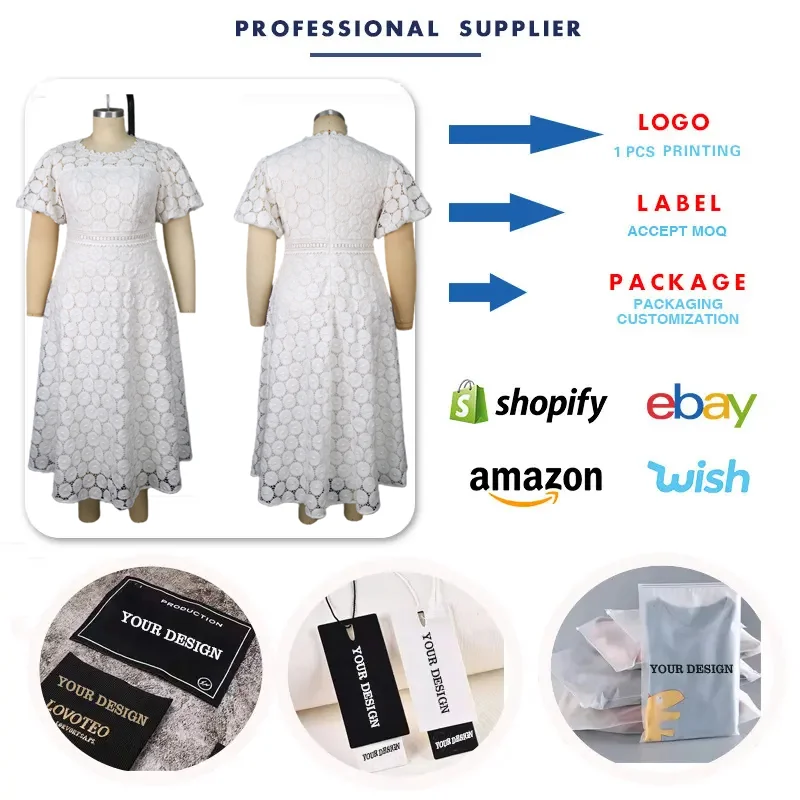 Robe Africaine Grande Taille Femme – Dentelle Manches Bouffantes Maxi A-Line