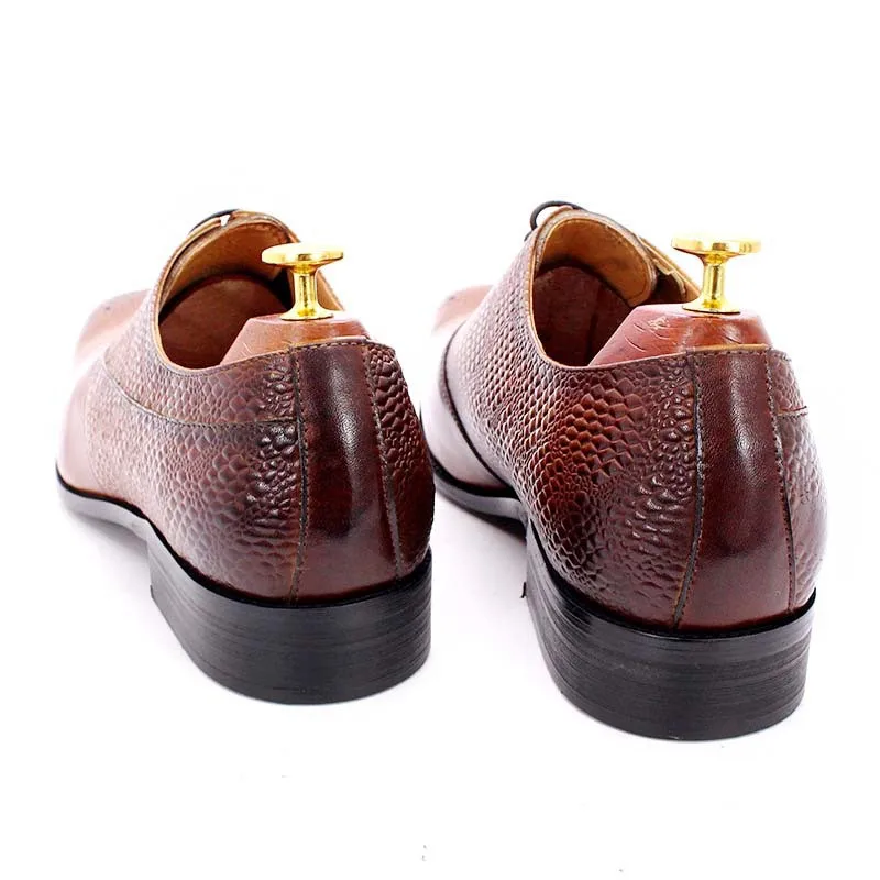 Chaussures Oxford en cuir véritable pour hommes – Élégance sculptée pour bureau & mariage