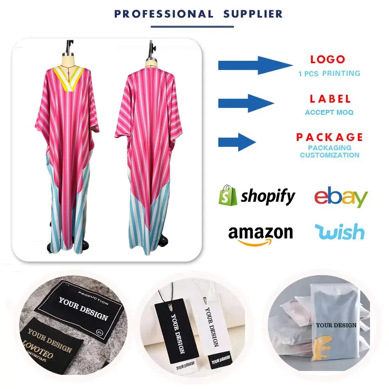 Robe Dashiki Africaine Femme | Col V | Imprimé Rayé Colorblock | Kaftan Ample Toutes Saisons