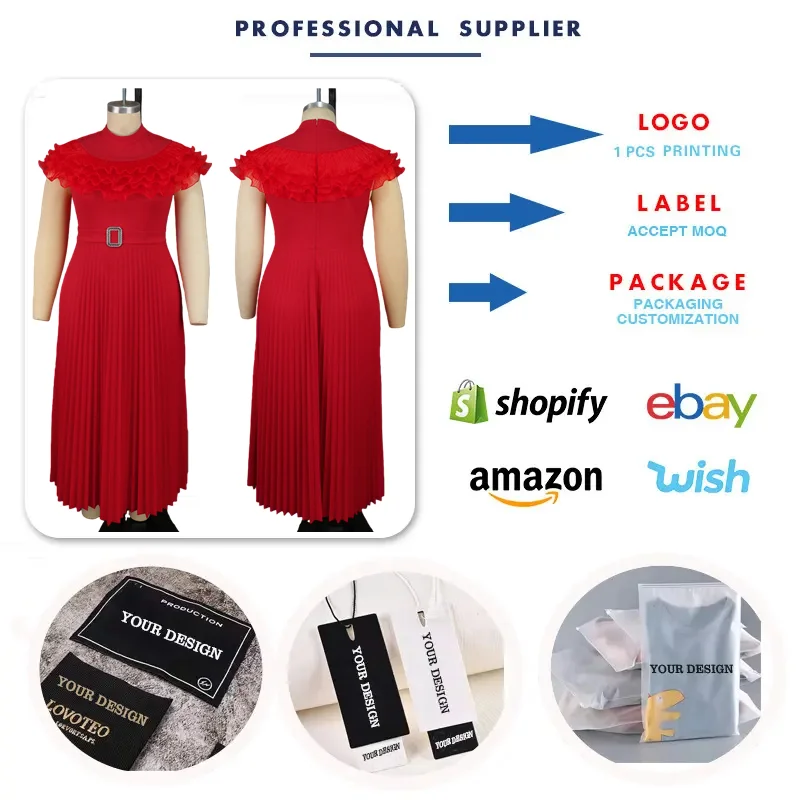 Robe Maxi Rouge Élégante à Volants & Col Rond – Coupe A-Line Taille Haute, Manches Courtes