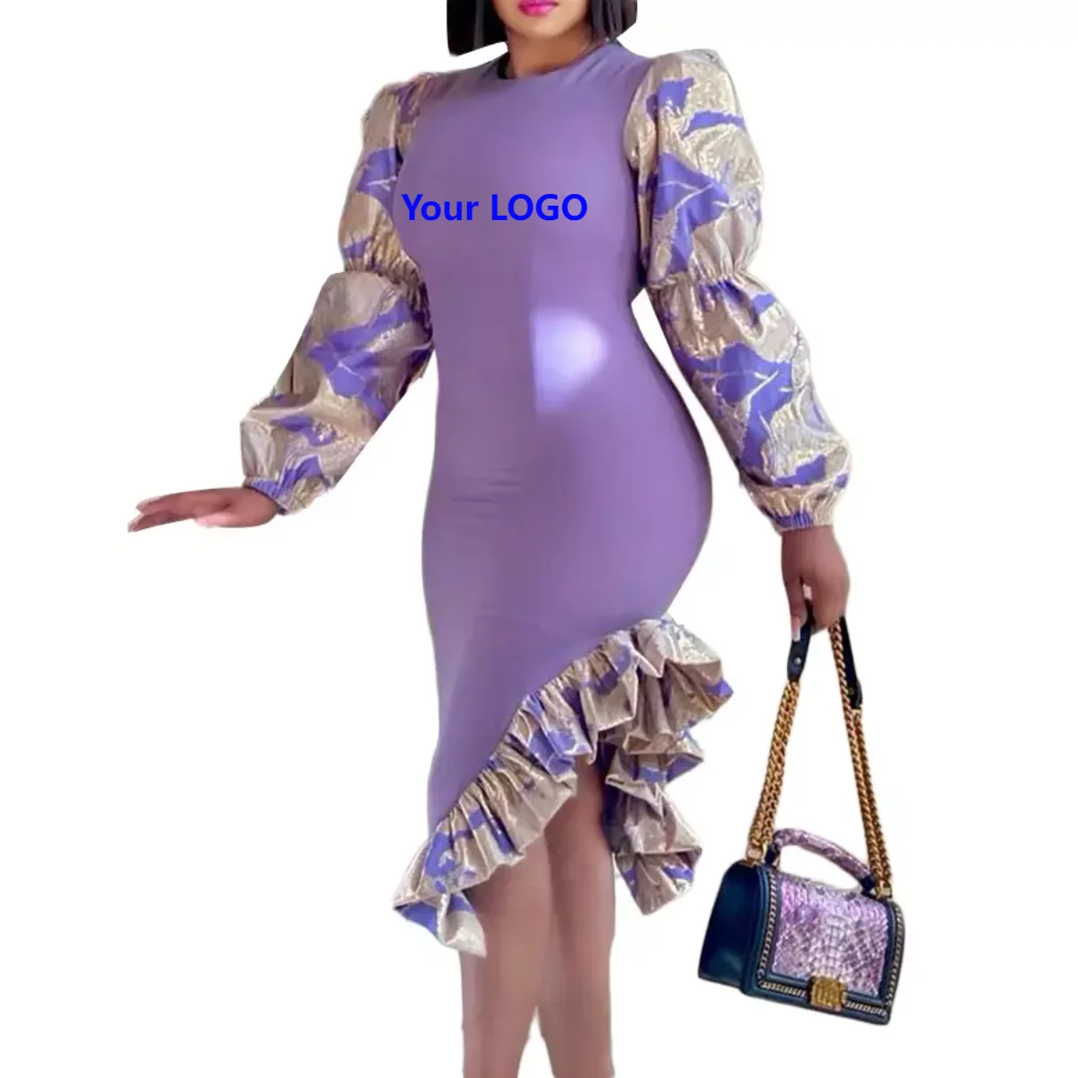 Robe de bureau femme col carré bicolore | Coupe A-line plissée élégante