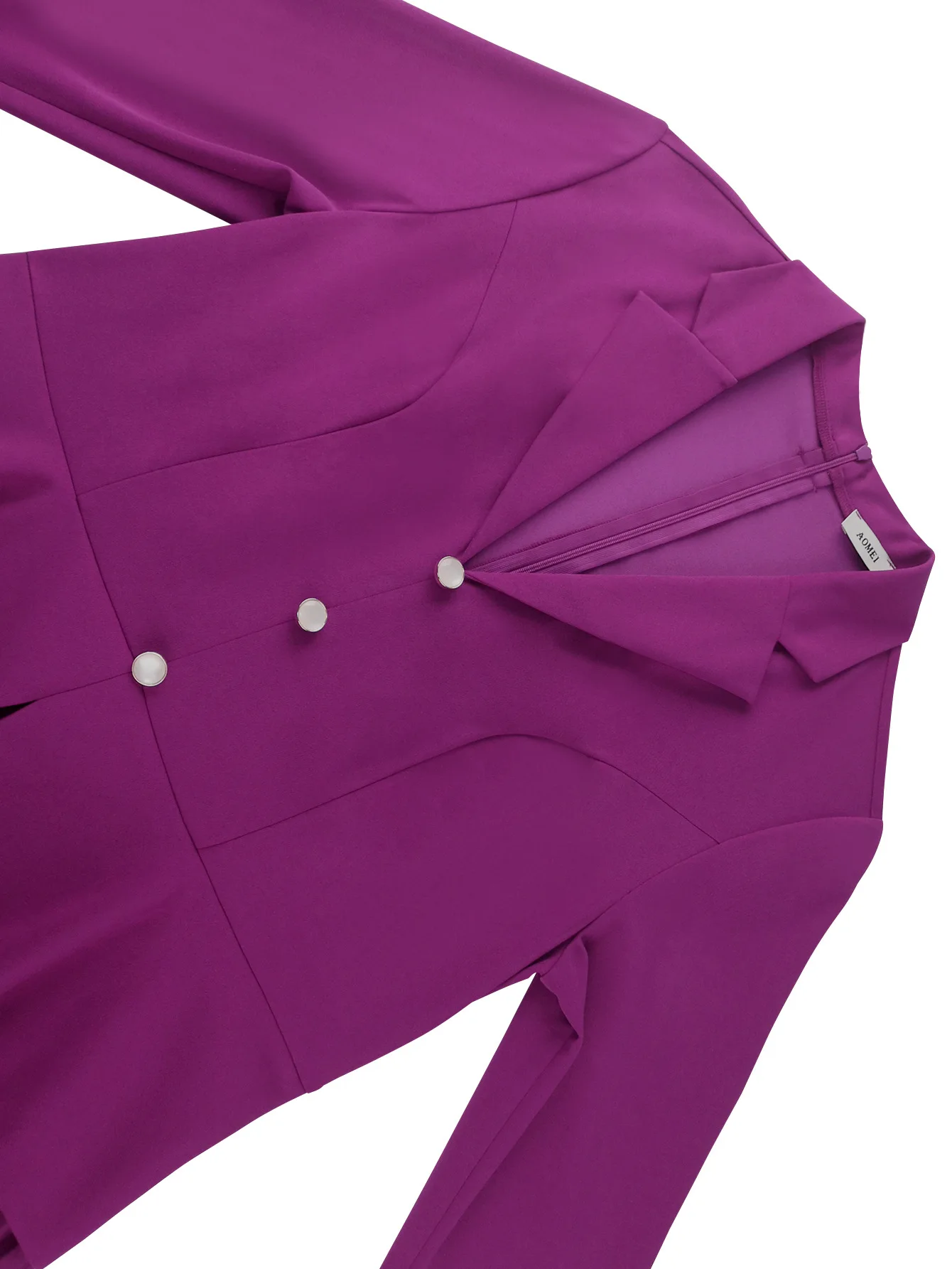 Robe Trapèze Élégante Col V Plissée | Taille Haute | Bureau & Quotidien | Violet