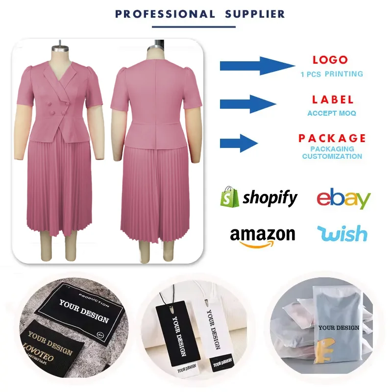 Robe Midi Femme Élégante Col V | Manches Courtes Plissées | Bureau & Soirée