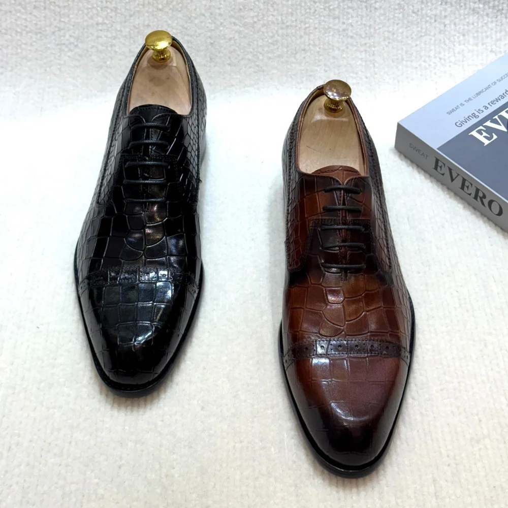 Chaussures Oxford en Cuir Véritable pour Homme – Motif Animalier Élégant | F515-A02