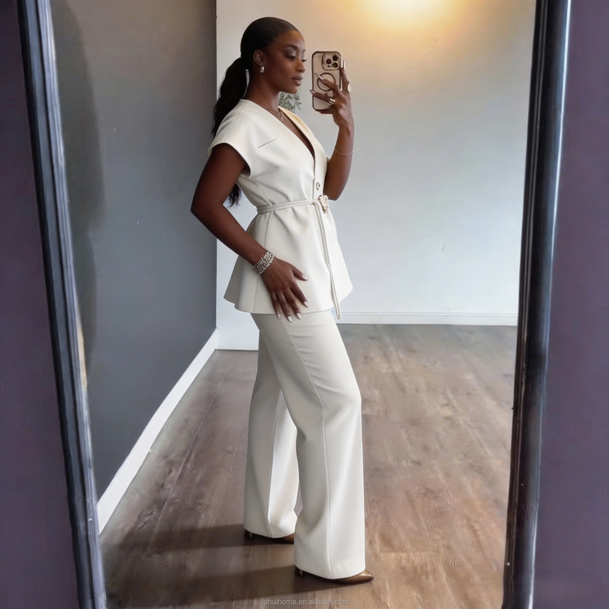 Ensemble Tailleur Pantalon Taille Haute + Débardeur Femme – Style Bureau Chic Été | Marque Lottia