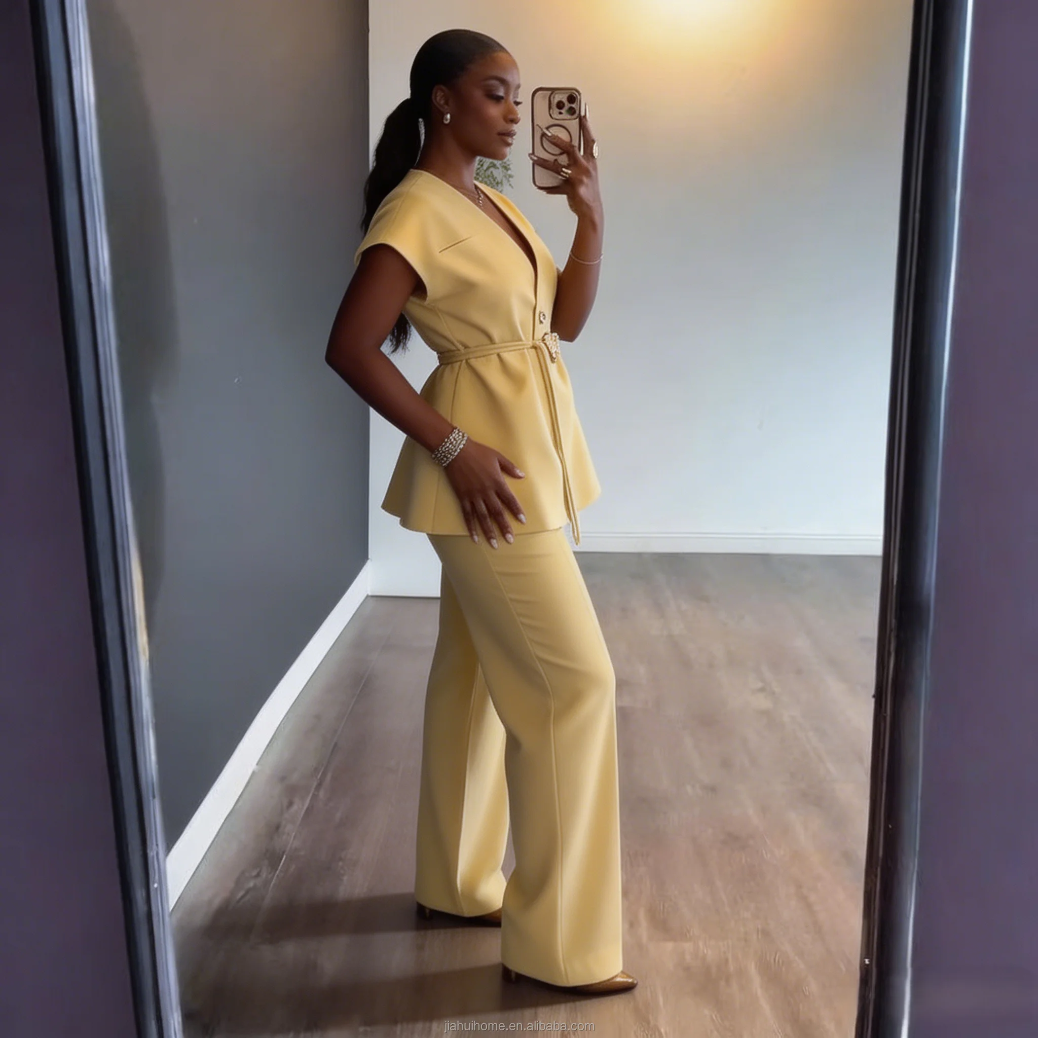 Ensemble Tailleur Pantalon Taille Haute + Débardeur Femme – Style Bureau Chic Été | Marque Lottia