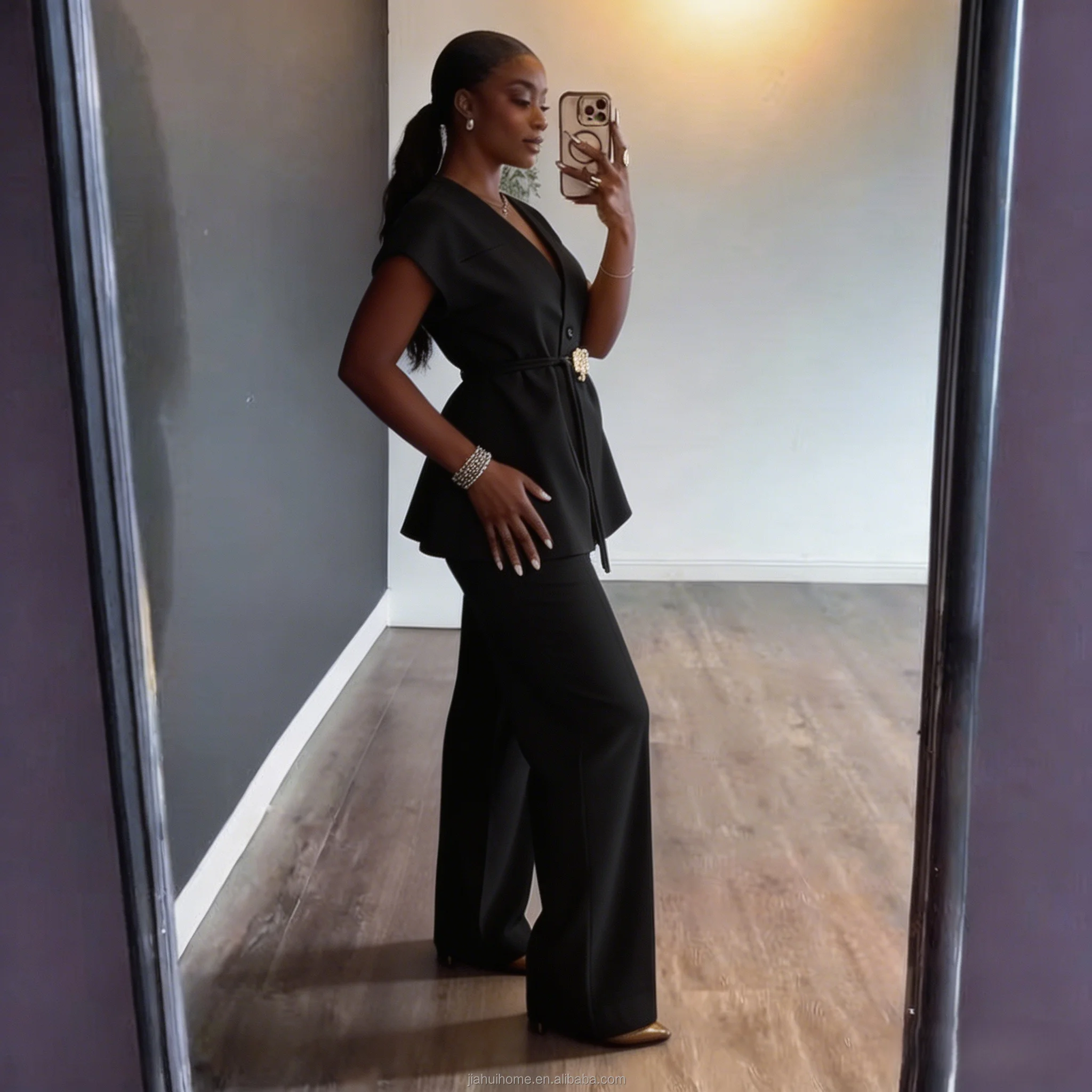 Ensemble Tailleur Pantalon Taille Haute + Débardeur Femme – Style Bureau Chic Été | Marque Lottia
