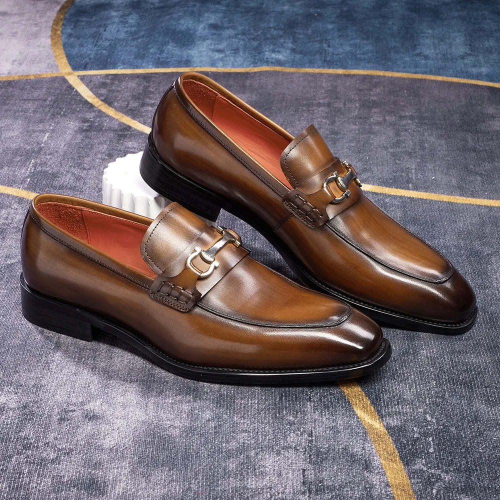 Mocassins Homme en Cuir Véritable – Chaussures Élégantes Bureau & Mariage Sans Lacets