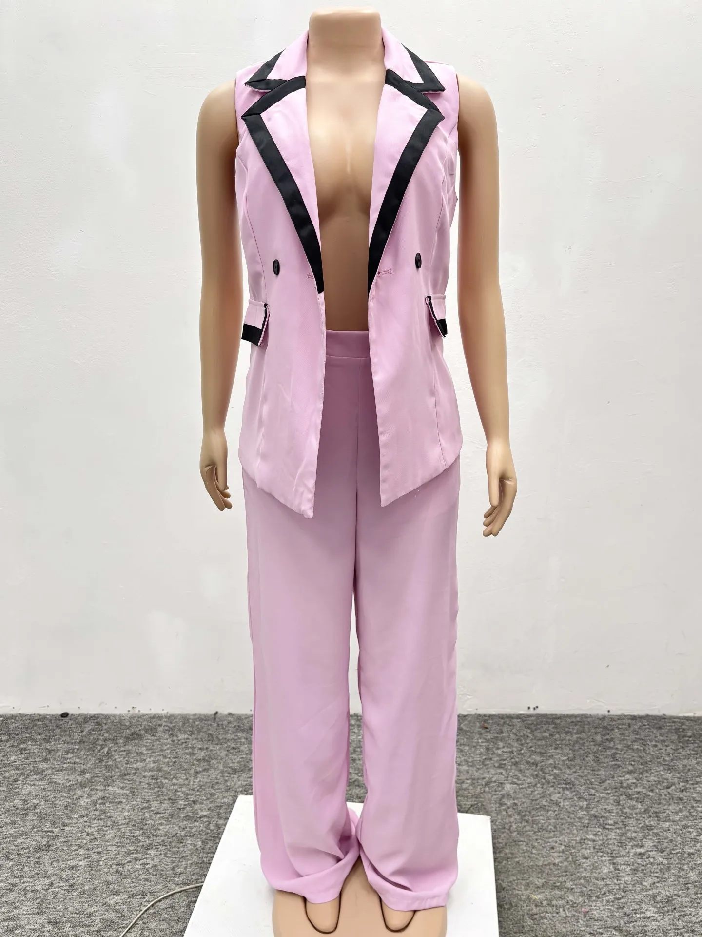 Ensemble 2 Pièces Femme Gilet + Pantalon Color Block – Tenue Bureau Chic Africaine