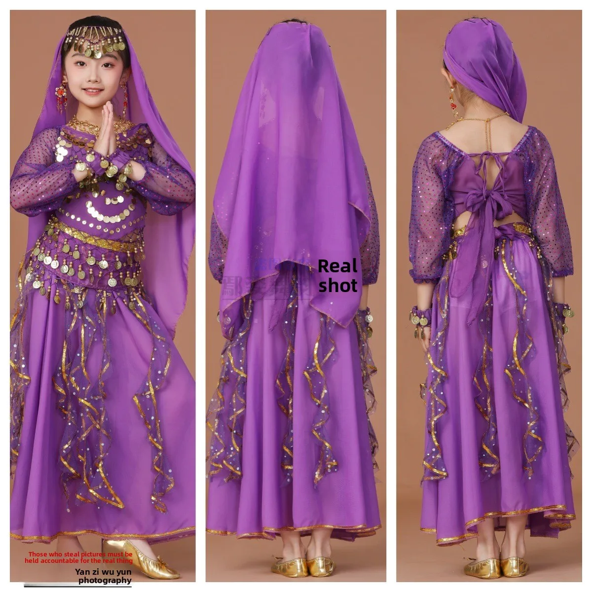 Costume de Danse Orientale Sequins Scintillants pour Filles – Set Complet