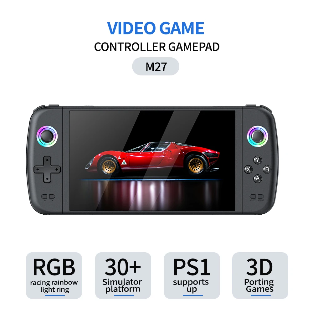 Console de Jeu Portable Rétro M27 – Écran 7 pouces HD, 10 000 Jeux Intégrés, Wi-Fi