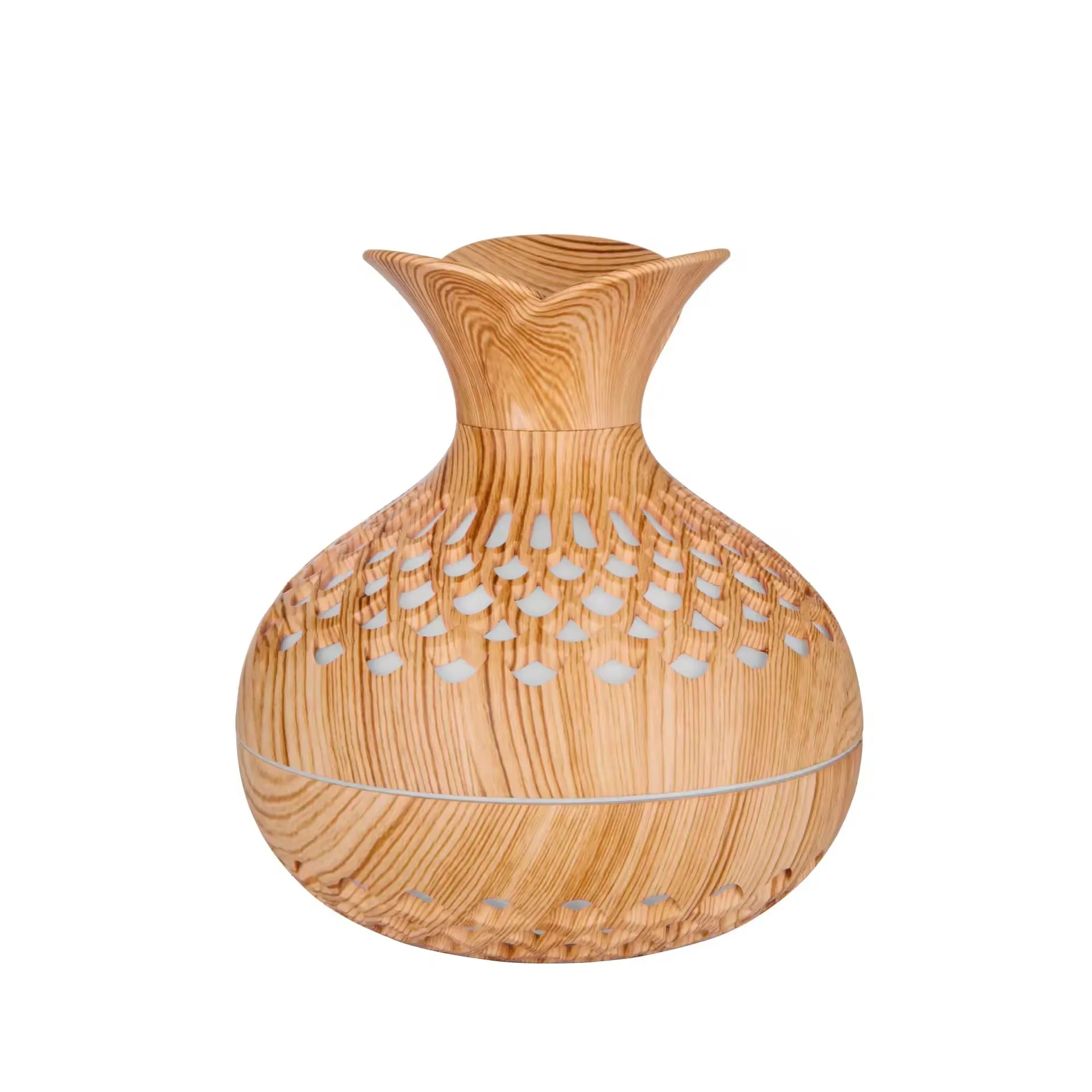 Humidificateur Ultrasonique USB Mini Diffuseur d'Arômes 7 Couleurs LED Grain de Bois 500ml