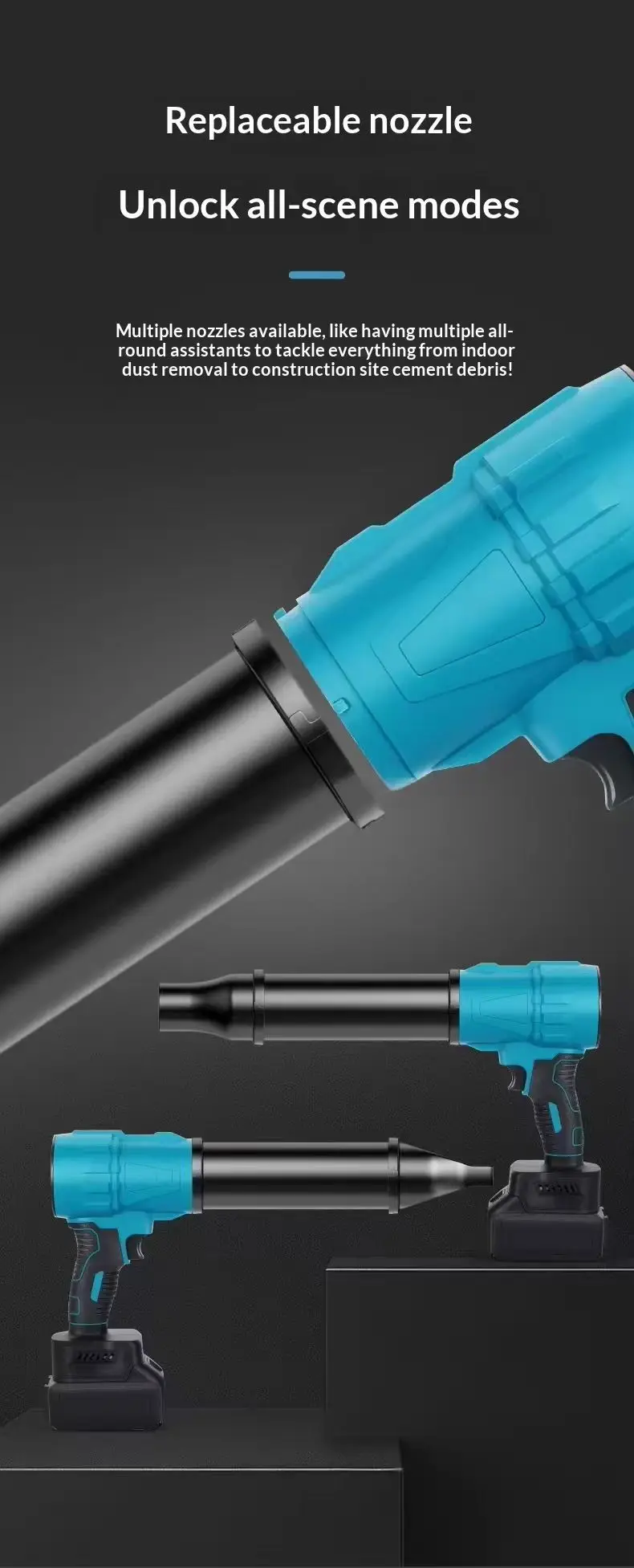 Souffleur Sans Fil Électrique 2000mAh – Nettoyage Feuilles, Neige & Poussière