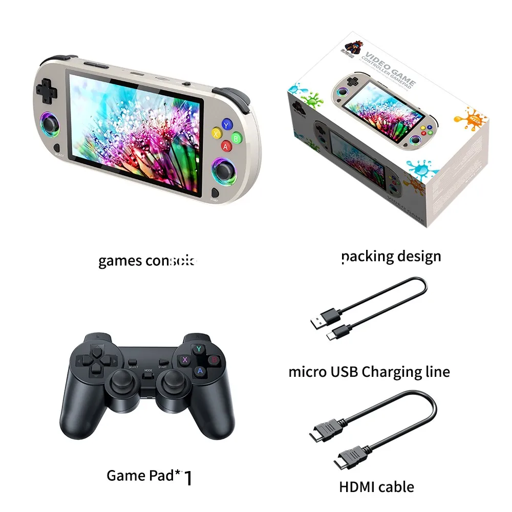 Console de Jeu Portable M22 Pro – Écran 5" HD, 20 000 Jeux Rétro, Manette Sans Fil 2.4GHz