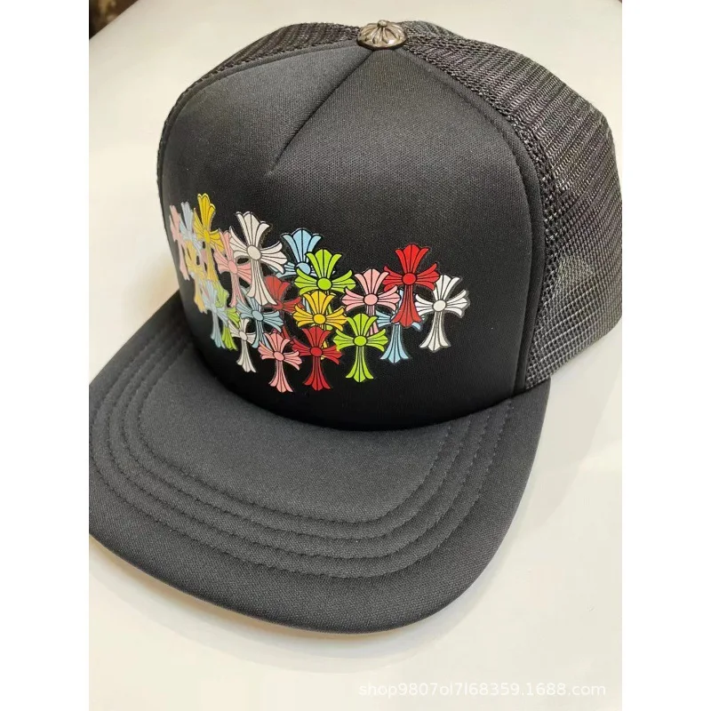 Casquette Trucker Baseball 6 Panneaux Croix Colorée Visière Plate Polyester
