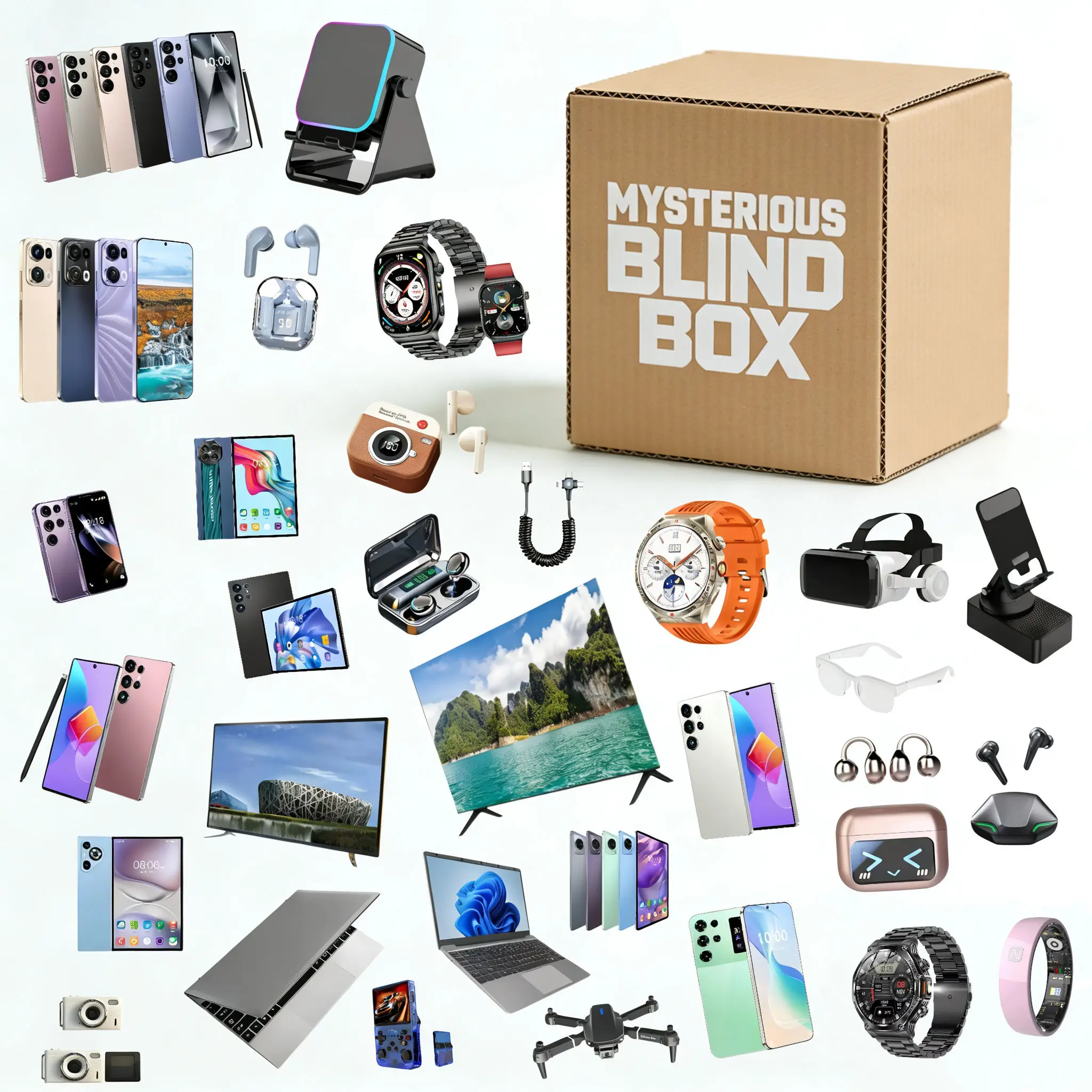 Mystery Box High-Tech 3C – Écouteurs, Montre, Enceinte & Plus | Livraison Surprise