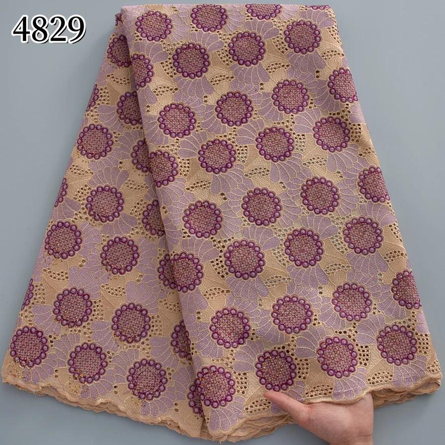 Tissu Dentelle Voile Suisse Brodé avec Strass – Élégant & Africain