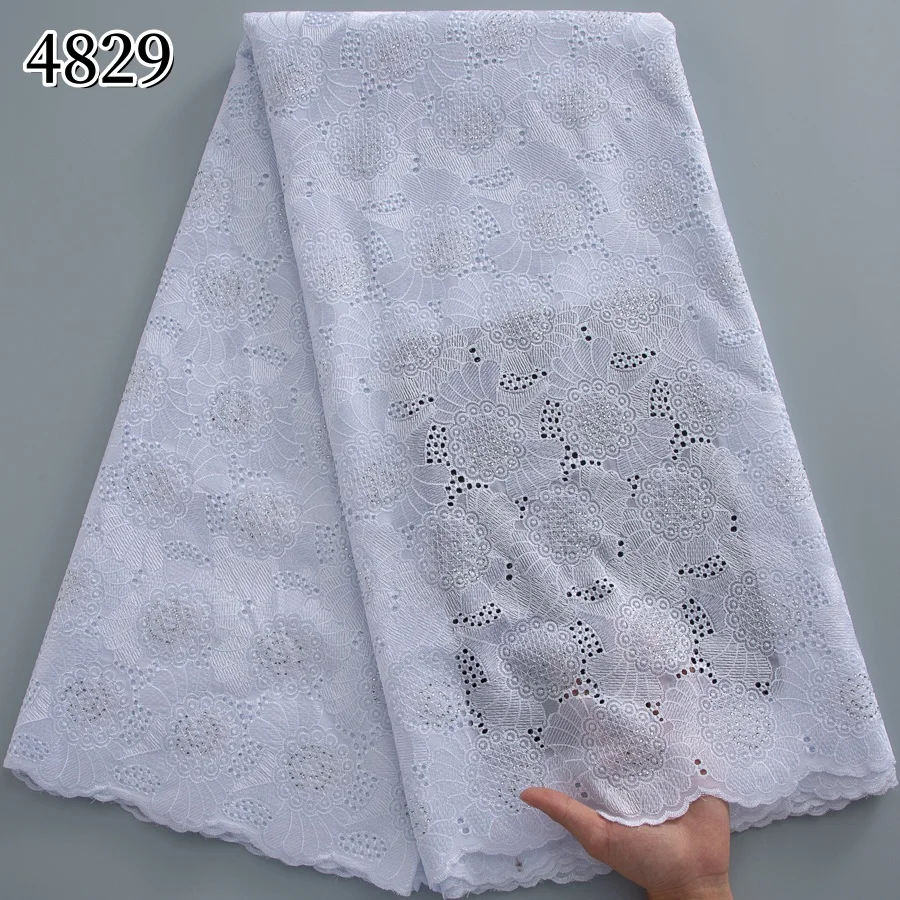 Tissu Dentelle Voile Suisse Brodé avec Strass – Élégant & Africain