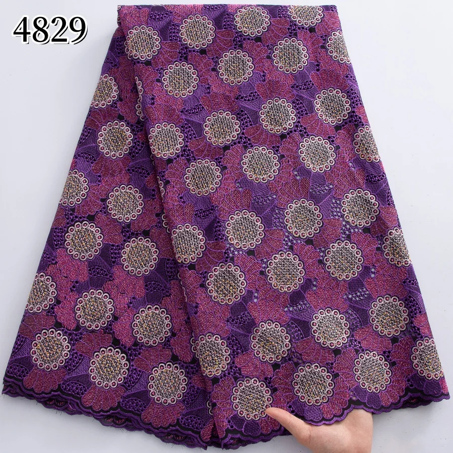 Tissu Dentelle Voile Suisse Brodé avec Strass – Élégant & Africain