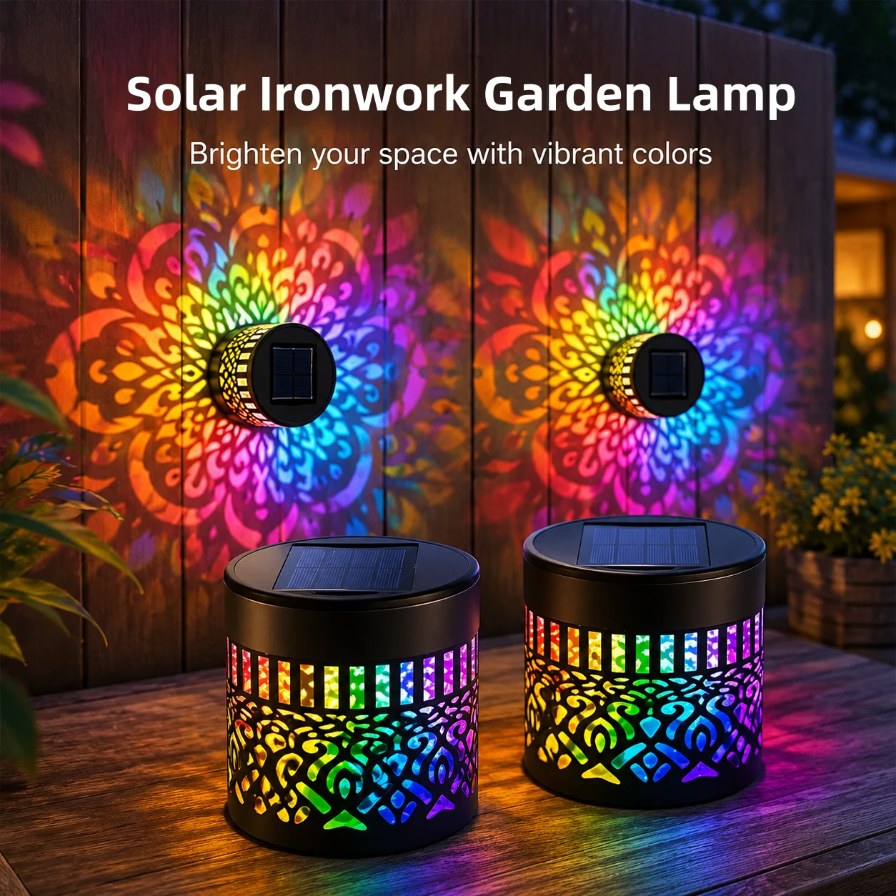Lampe Solaire Décorative Art Déco 360° | Inox IP44 | Dégradé Coloré | Jardin